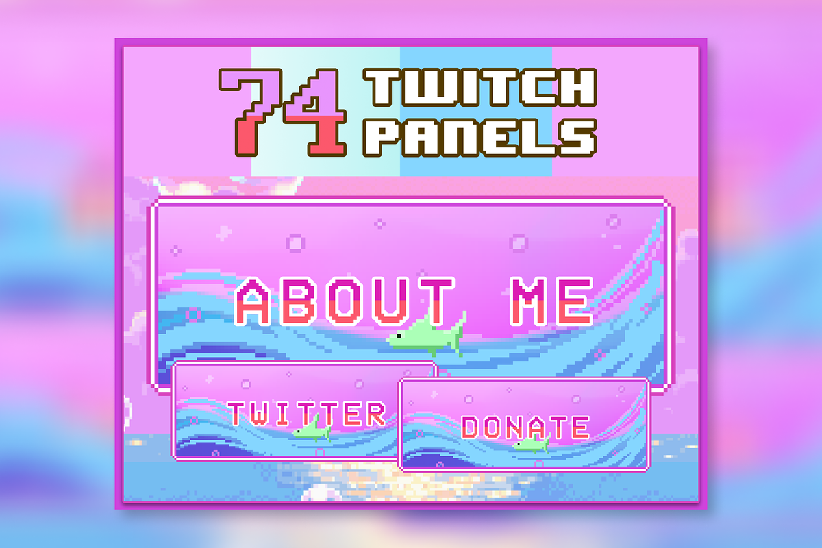 74x Ocean Pixel Panels for Twitch, an Illustration by Custom Fonts & Patterns (Photo 1 of 7)