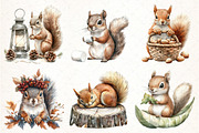 Watercolor Autumn Squirrel Clipart, an Illustration by Pixels.Craft (Thumbnail 2 of 7)