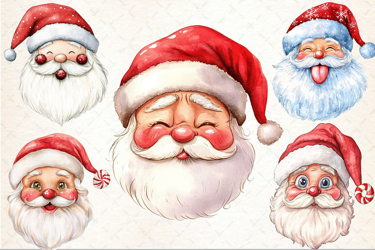 Funny Santa Claus Face Clipart, an Illustration by Rose Art (Photo 3 of 5)