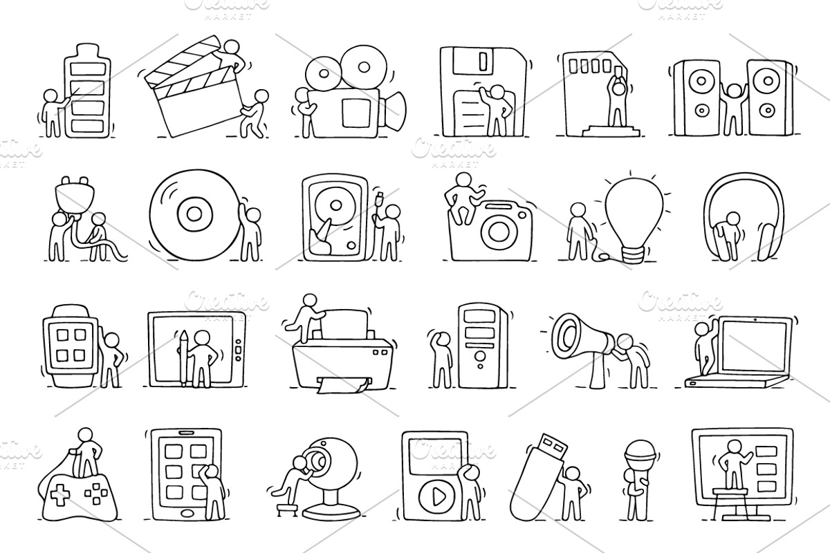 Cartoon electronic devices icons set, an Icon by Sapunkele (Photo 2 of 2)