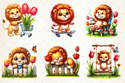 Watercolor Cute Spring Lion Clipart, an Illustration by Dream Creation (Thumbnail 5 of 5)