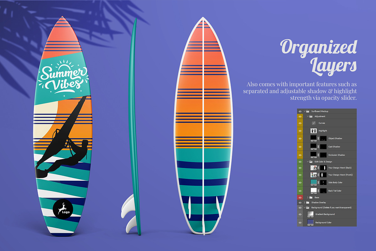 Long Surfing Board PSD Mockup Set, a Product Mockup by Remnand Studio (Photo 4 of 11)