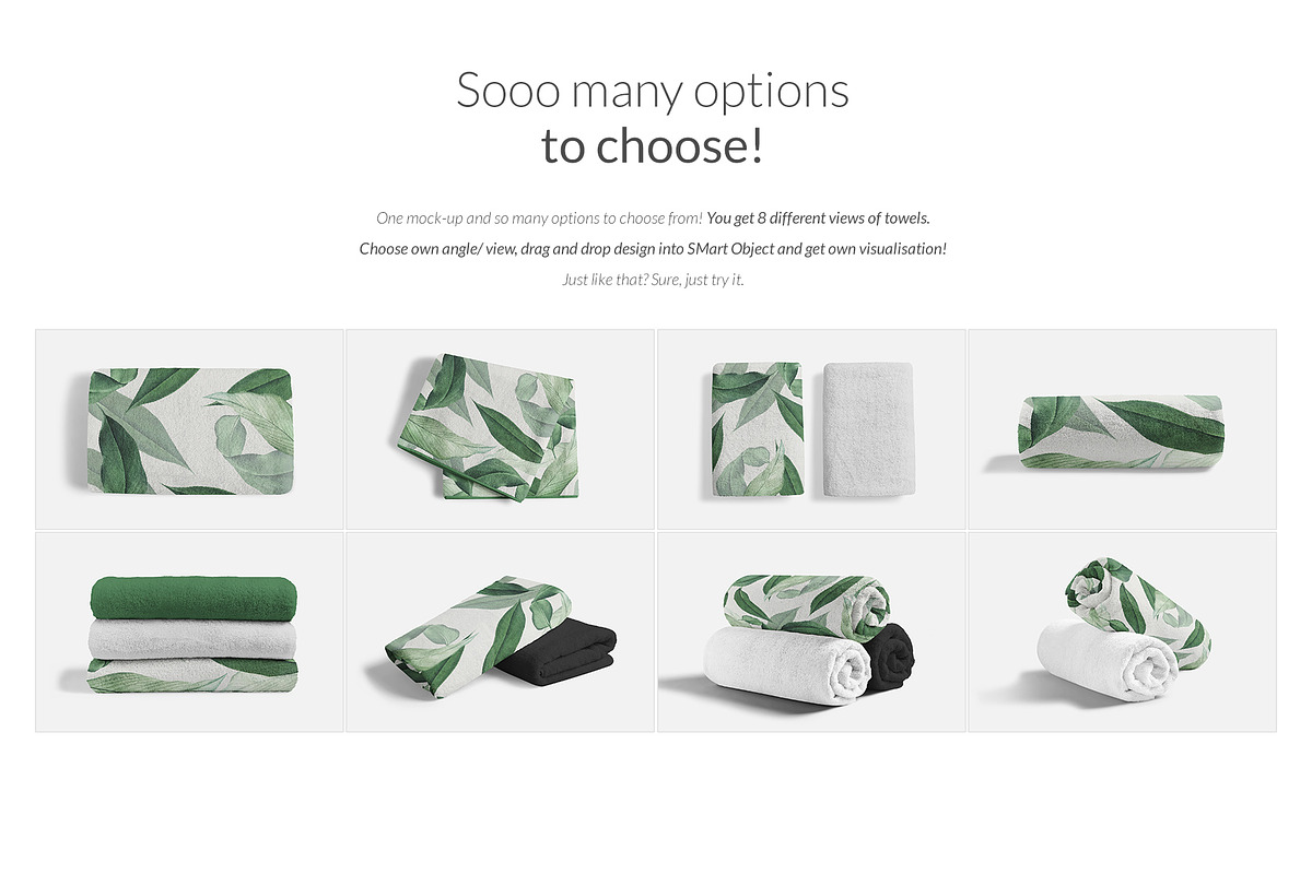 Bath Towels 8x Mock-ups, a Print Template by Mocca Mockups Store (Photo 3 of 7)