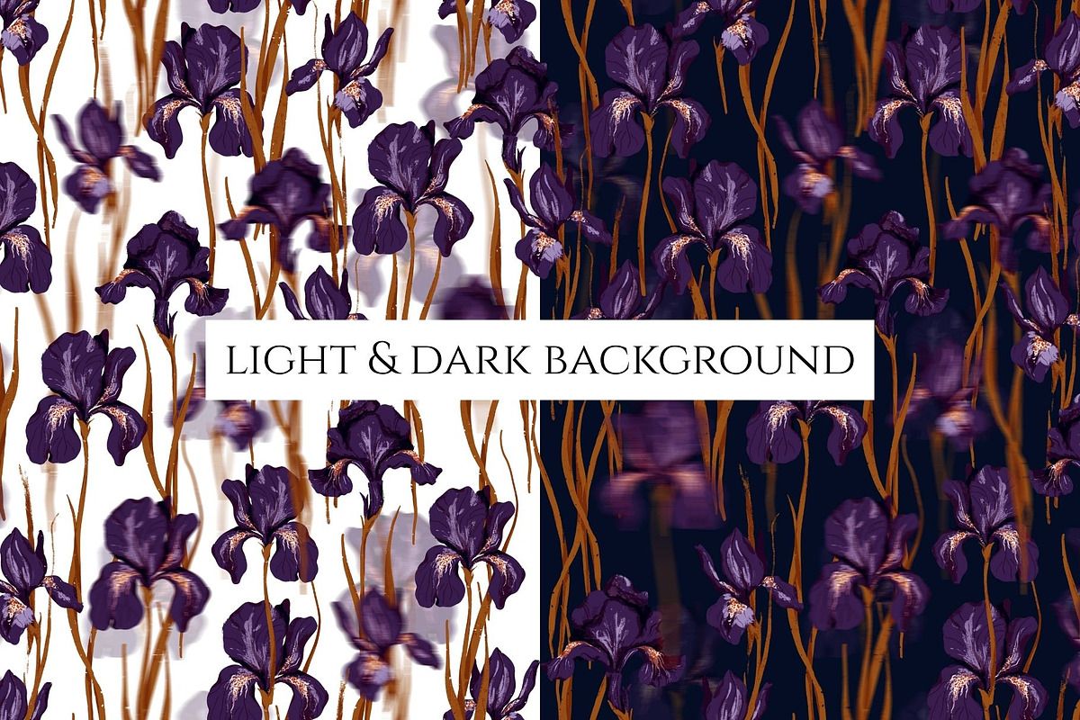 Velvet Irises. Luxury Floral Pattern, a Pattern Graphic by PaperJamLab (Photo 8 of 11)