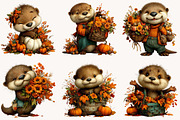 Whimsical Autumn Fall Otter Clipart, a Seasonal Illustration by Designworld (Thumbnail 5 of 10)