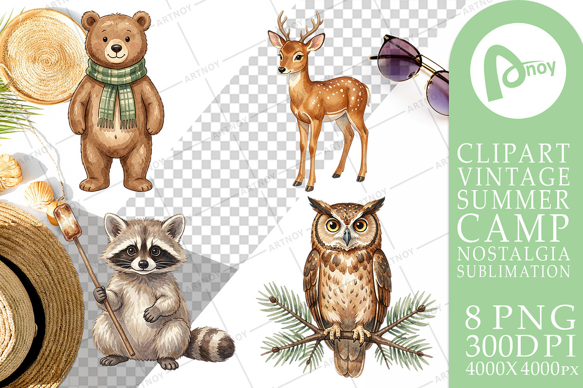 Vintage Summer Camp Sublimation, a Decorative Illustration by Artnoy (Photo 12 of 18)