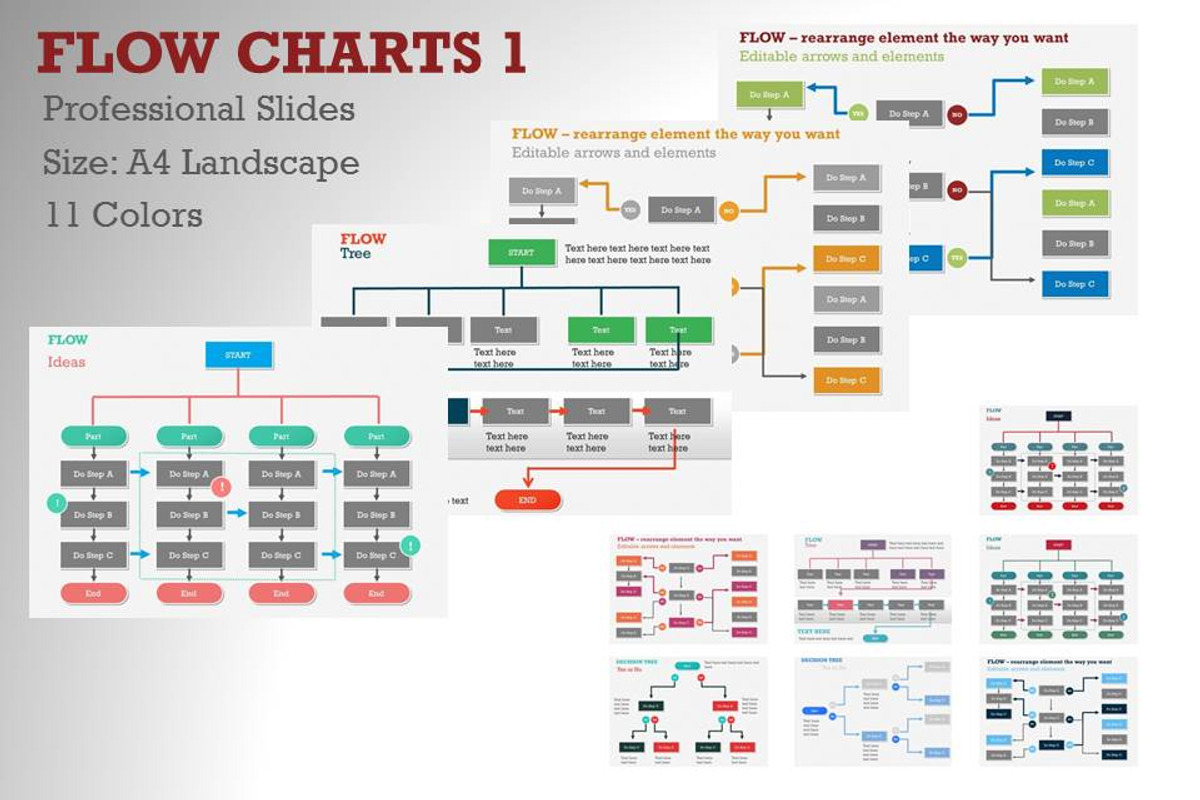 Flow Charts 1 PowerPoint Template, a Presentation Template by Yes Presentations (Photo 1 of 73)