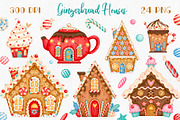 Christmas Gingerbread Houses Clipart, an Illustration by BonbonnyDesigns (Thumbnail 1 of 4)