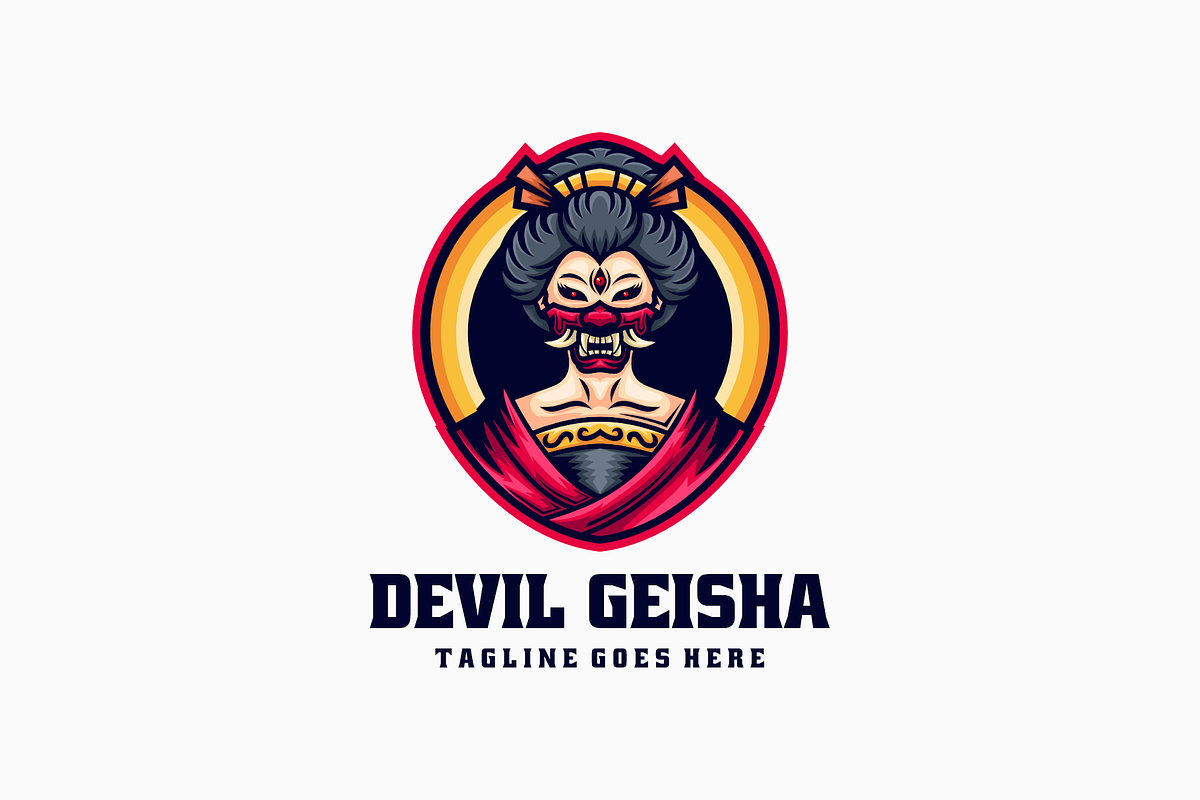 Devil Geisha Mascot Cartoon Logo, a Branding & Logo Template by Artnivora.Std