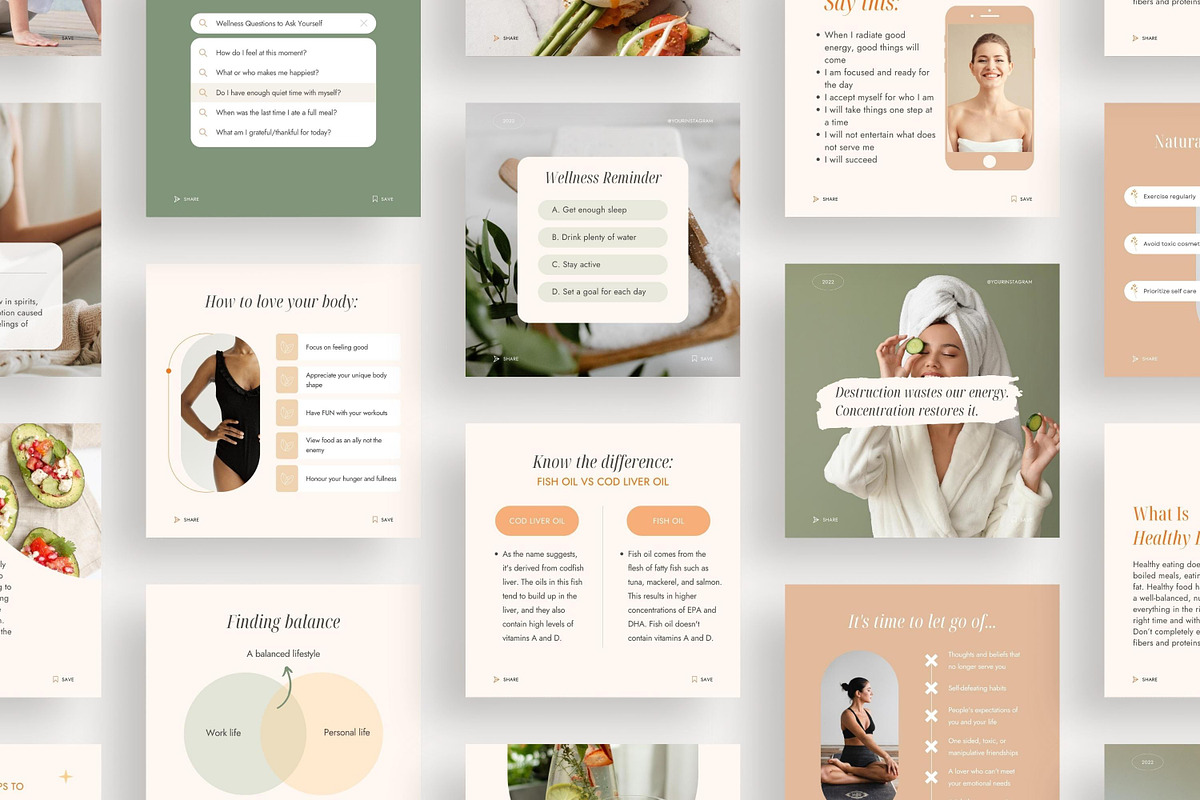 Wellness Coach Instagram Templates, a Social Media Template by ...