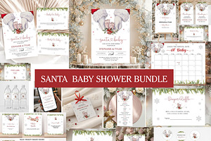 Christmas Theme Baby Shower Bundle, an Invitation Template by Stellalunarts