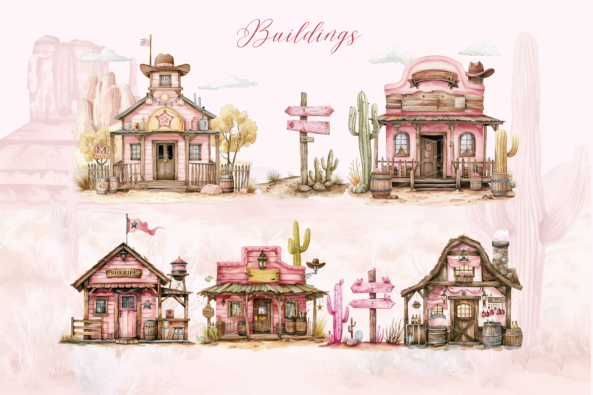 Cute Pink Cowgirl Clipart Set, a Person Illustration by ClipArtCharm (Photo 4 of 6)