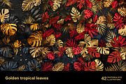 Golden tropical leaves. 42 images, a Decorative Illustration by Handmadefont (Thumbnail 6 of 11)