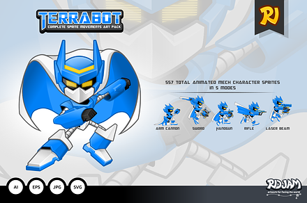 Terrabot Game Player Sprite Art Pack