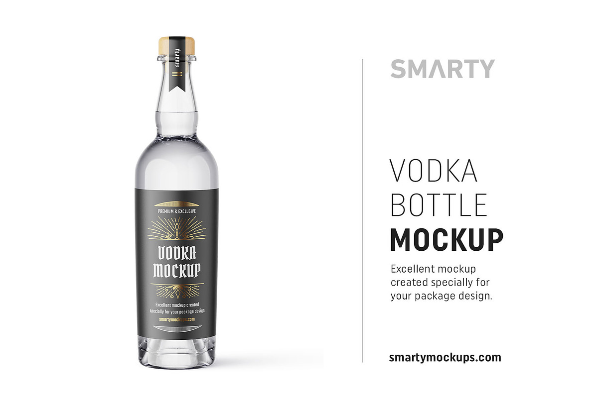 Vodka bottle mockup, a Packaging Mockup by Smarty Mockups (Photo 1 of 5)