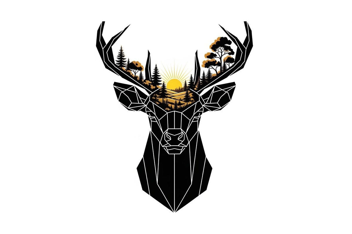 Artistic Geometric Deer Head Bundle, an Illustration by yasushie (Photo 23 of 31)