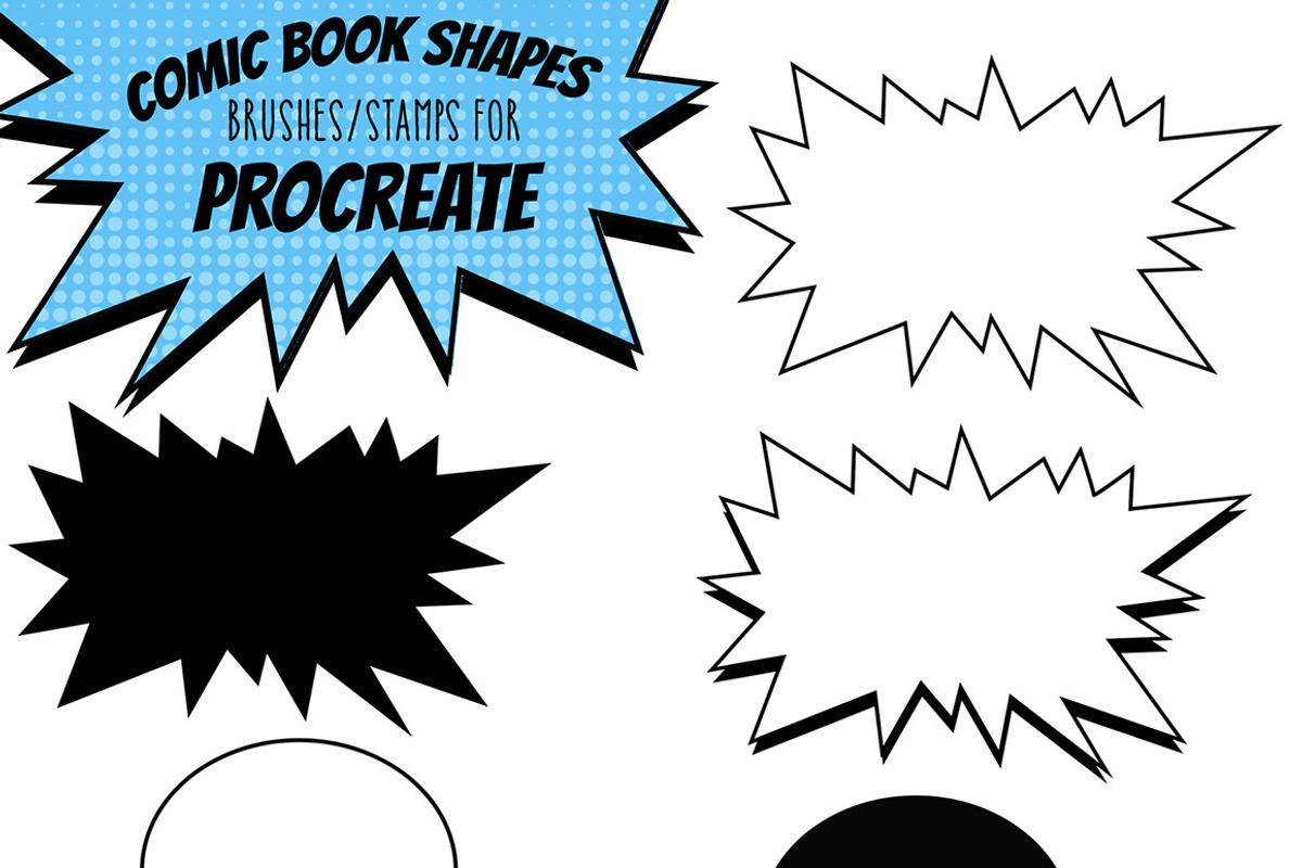 Procreate Comic Shape Brushes Stamps, a Brush Add-On by Studio Kitsch (Photo 6 of 8)
