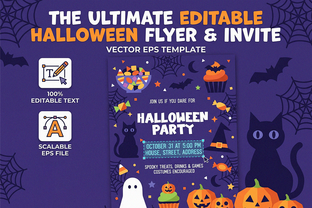 Halloween Party Flyer EPS Template, an Invitation Template by NH graphic (Photo 1 of 3)