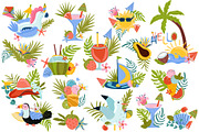 Summer time, Tropical clipart, a Decorative Illustration by Usis (Thumbnail 3 of 13)