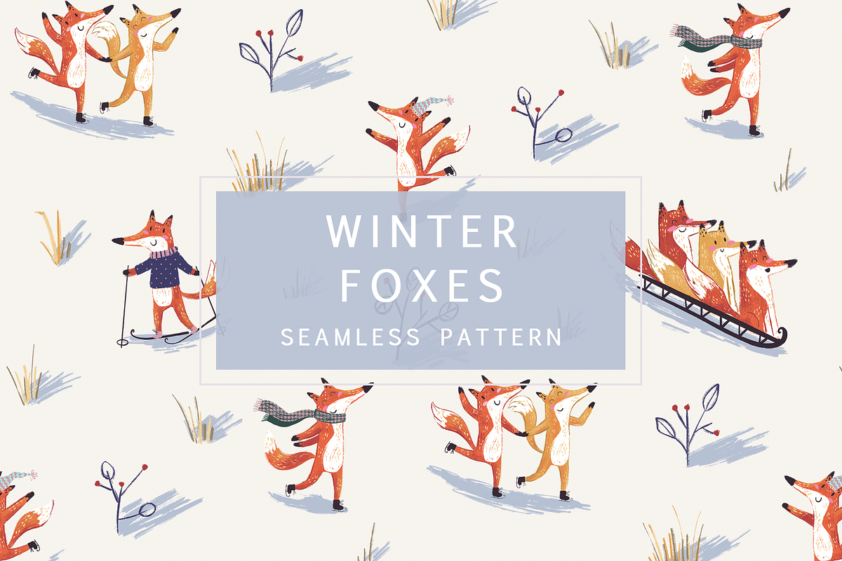 Woodland Winter Foxes Pattern, a Pattern Graphic by Lady Bruniere Design (Photo 1 of 7)
