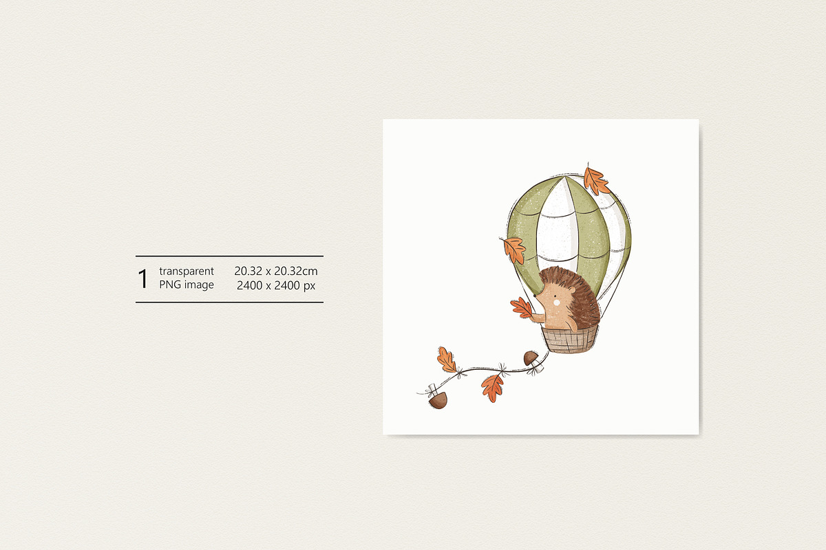 Hedgehog and air balloon, a Pattern Graphic by Olena Kuznietsova (Photo 3 of 10)