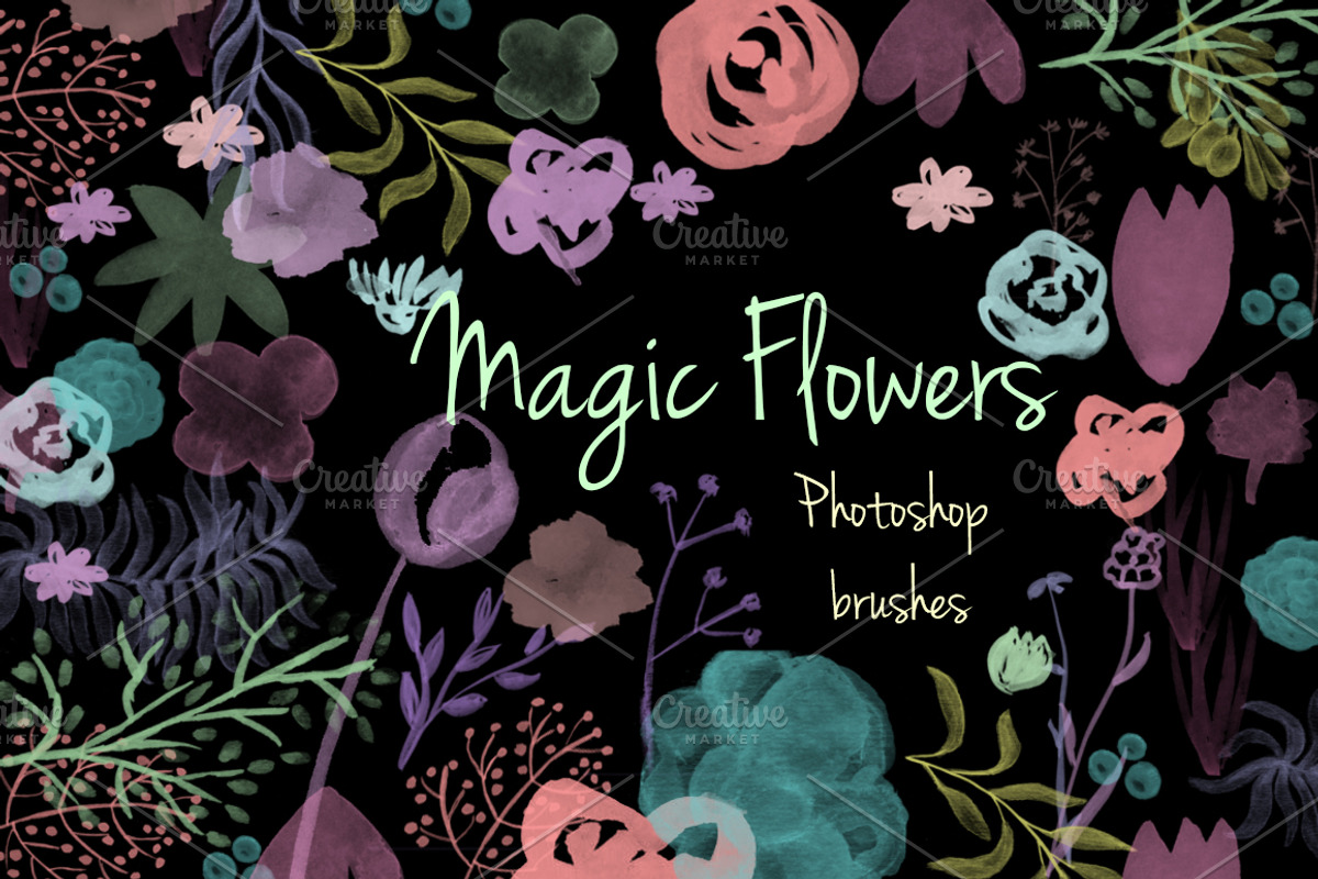 Magic flowers. Photoshop brush set preview 4