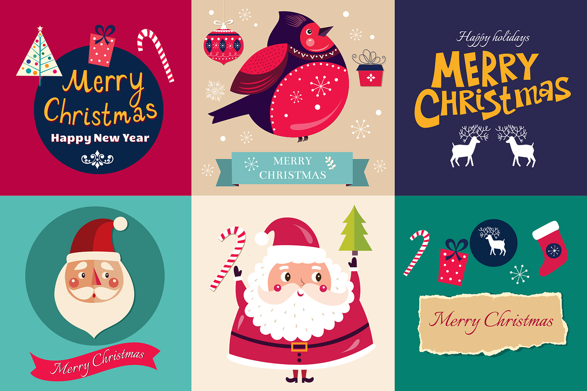 Christmas badges and cards, a Decorative Illustration by MoleskoStudio (Photo 1 of 4)