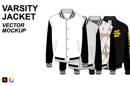 Varsity Jacket Vector Flat Mockup