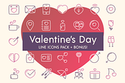 Valentine's day line icons + BONUS, an Outline Icon by brandcut (Thumbnail 1 of 5)