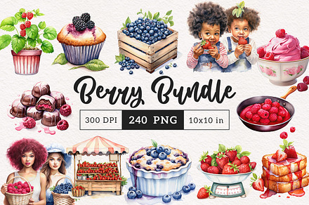Berry Clipart Bundle, a Food Illustration by PaintPixelCo