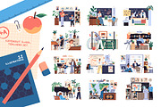 School teachers in classrooms set, an Education Illustration by PaperTrident (Thumbnail 1 of 23)