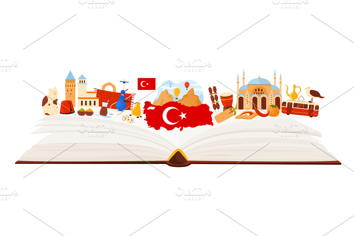 Turkey culture elements, Mosques of, an Education Illustration by Flashvector