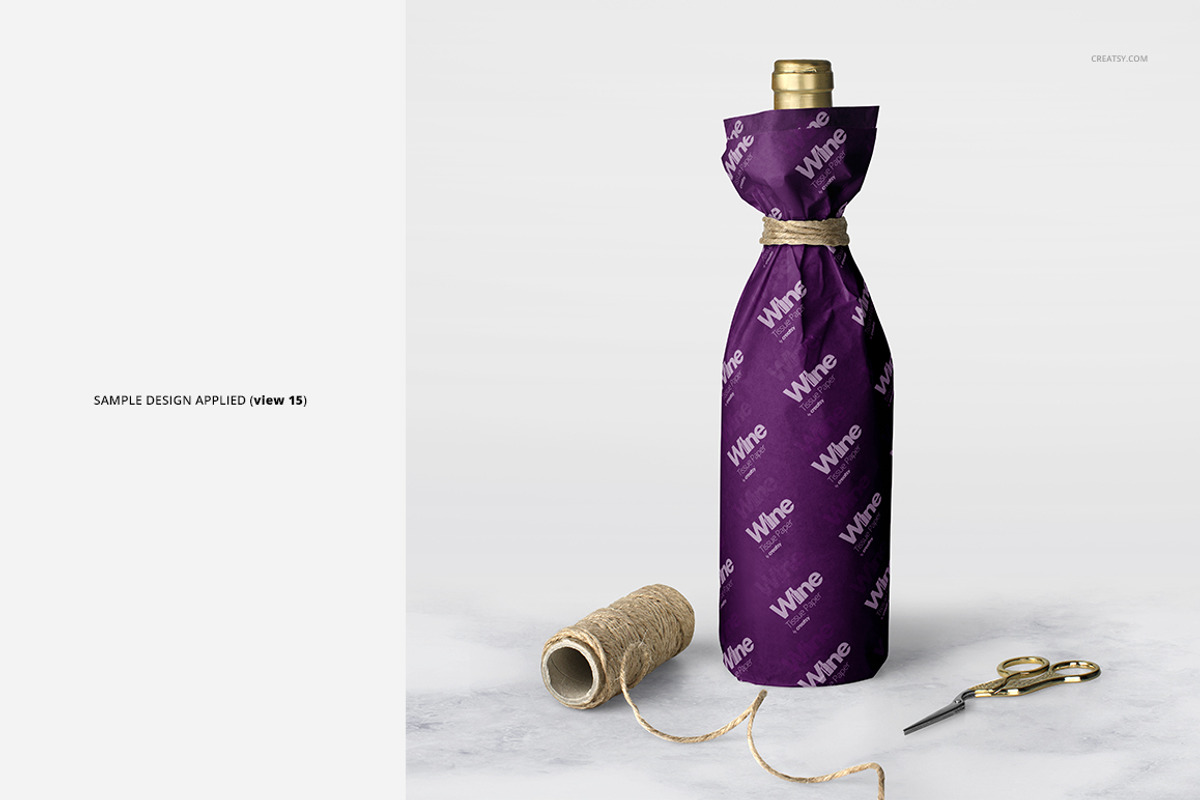 Wrapping Paper Wine Bottle Mockup, a Pens & Pencil Mockup by creatsy5 (Photo 20 of 27)