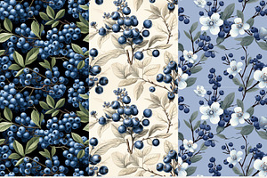 8 Blueberries Seamless Pattern