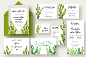 Cactus Wedding Suite, an Invitation Template by Knotted Design