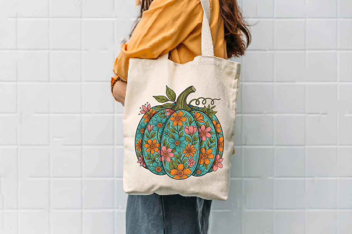 Floral Boho Fall Pumpkin Autumn PNG, an Illustration by Dream Creation (Photo 4 of 5)