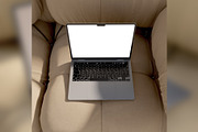 Laptop Mockup on Beige Sofa, a Device Mockup by Art-Jek.std (Thumbnail 2 of 4)