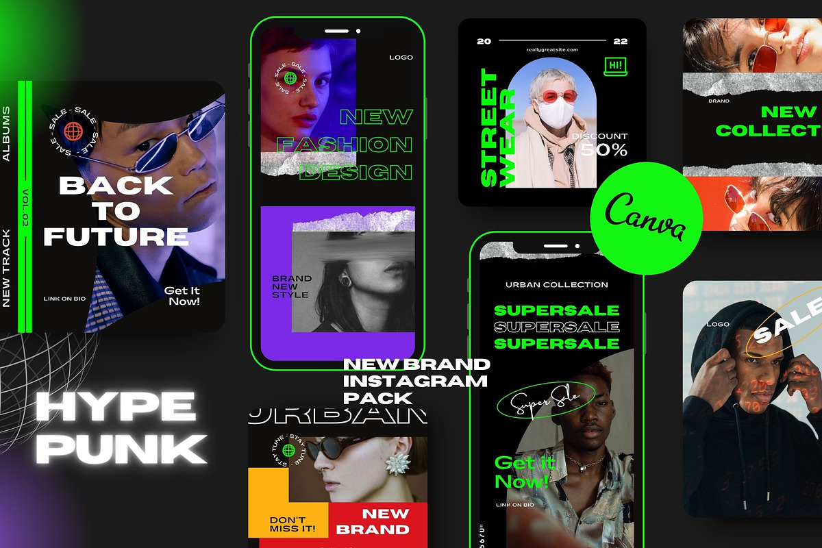 Hypepunk - Canva Instagram Pack, a Social Media Template by Dirtytemp Studio (Photo 2 of 14)