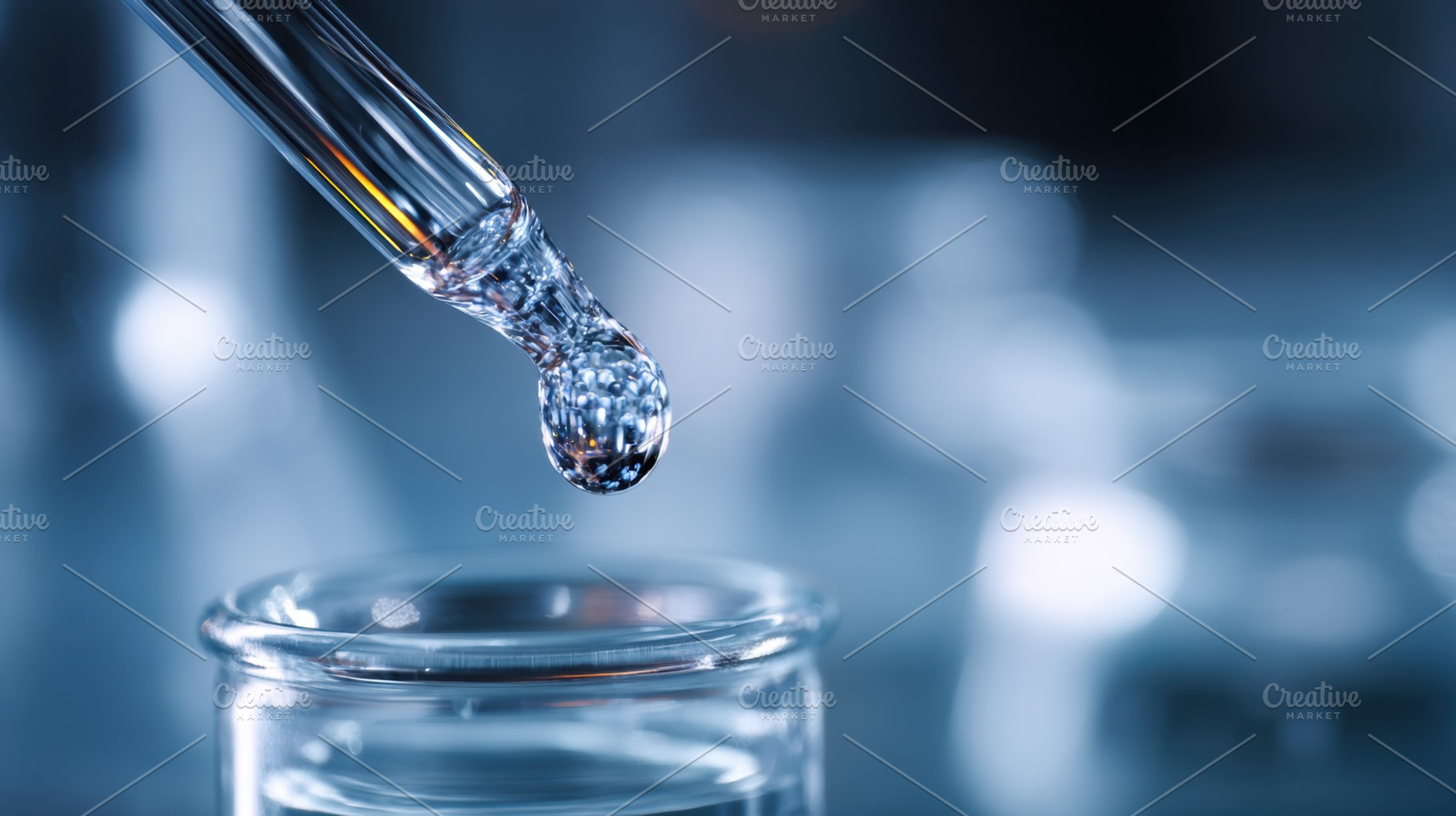 Clear drop of water from a pipette, a Photo by Beautiful things