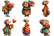 Quirky Elderly Valentine Woman PNG, an Illustration by CraftArtStudio (Thumbnail 3 of 6)