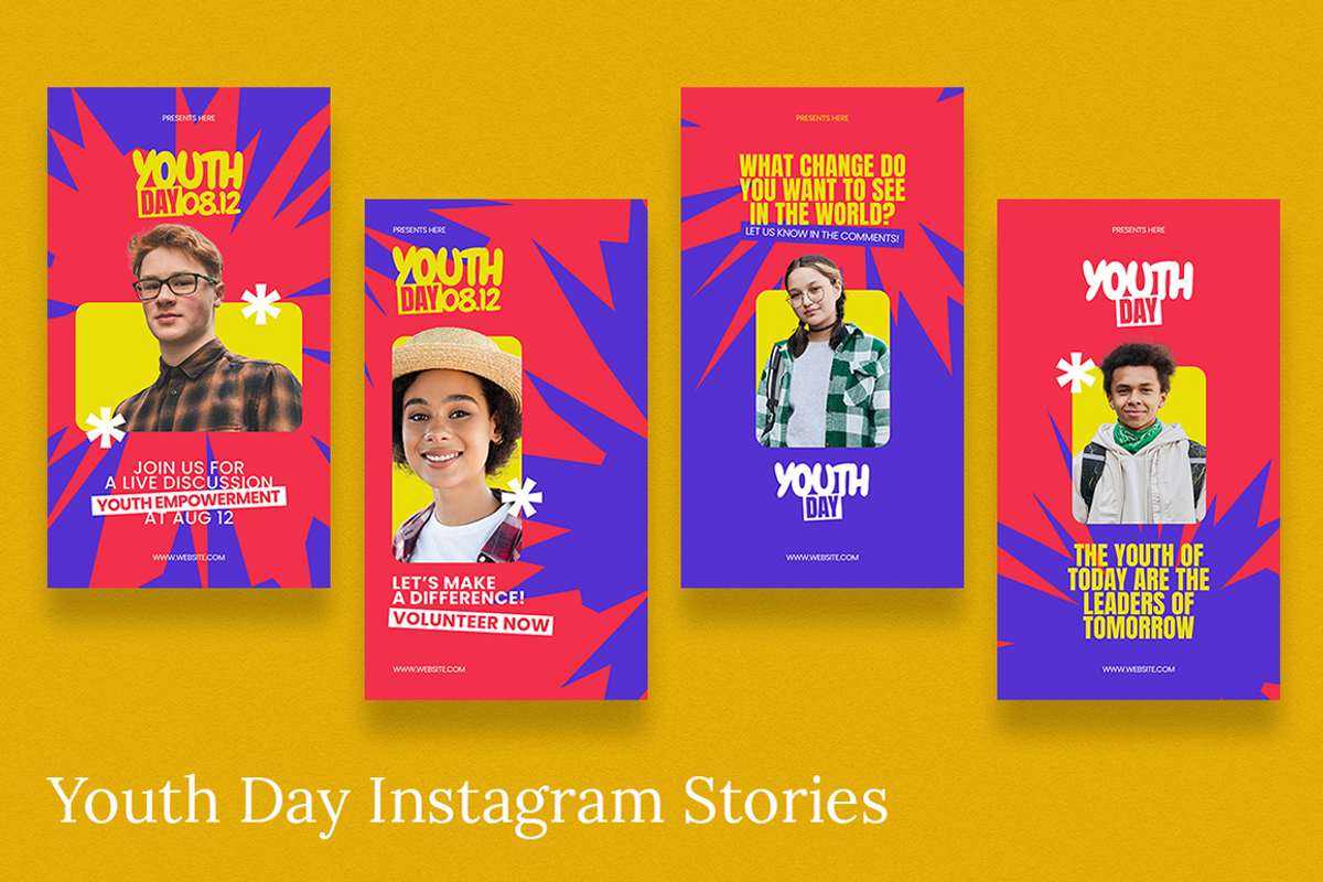 International Youth Day Canva & Inst, a Social Media Template by Attype (Photo 3 of 4)