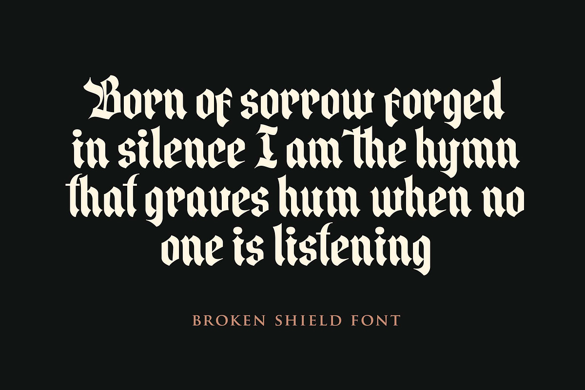 Broken Shield a Gothic Blackletter, a Blackletter Font by Blankids Studio (Photo 5 of 12)