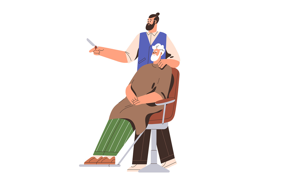 Barbers give haircut to clients set, a Person Illustration by Good Studio (Photo 2 of 4)