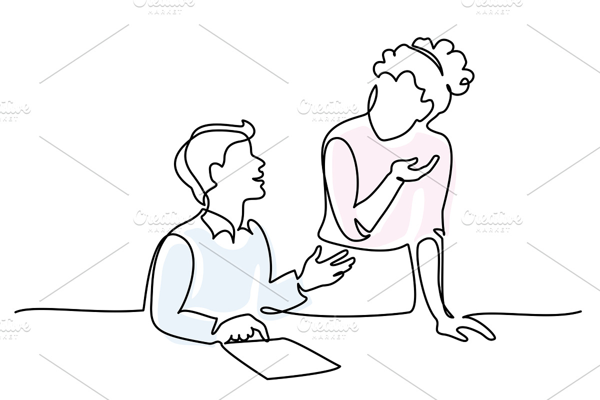Female teacher explaining a task to, an Education Illustration by Valenty