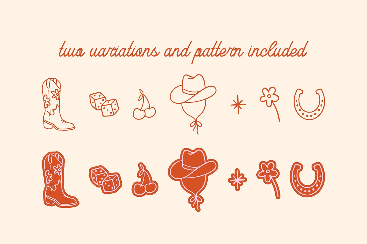 Lucky Cowgirl Icon Pack Collection, an Outline Icon by Pink Tiger Creative (Photo 2 of 5)