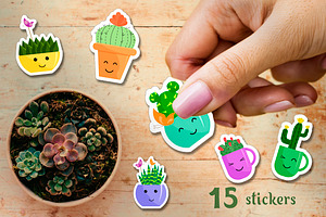 Set Of Cute Cacti.