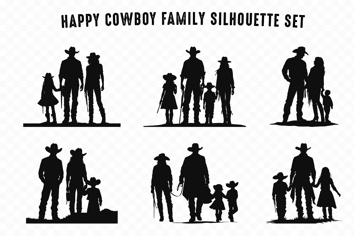 A Cowboy Family Silhouettes Set, a Person Illustration by Gfx Expert Team (Photo 1 of 3)