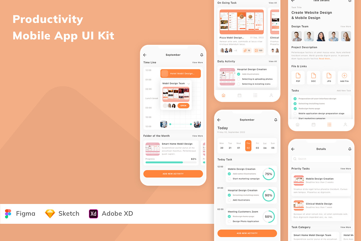 Productivity Mobile App UI Kit, an UI Kit Template by Betush