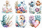 Under the Sea Watercolor Clipart PNG, an Illustration by Craft Nest (Thumbnail 4 of 12)