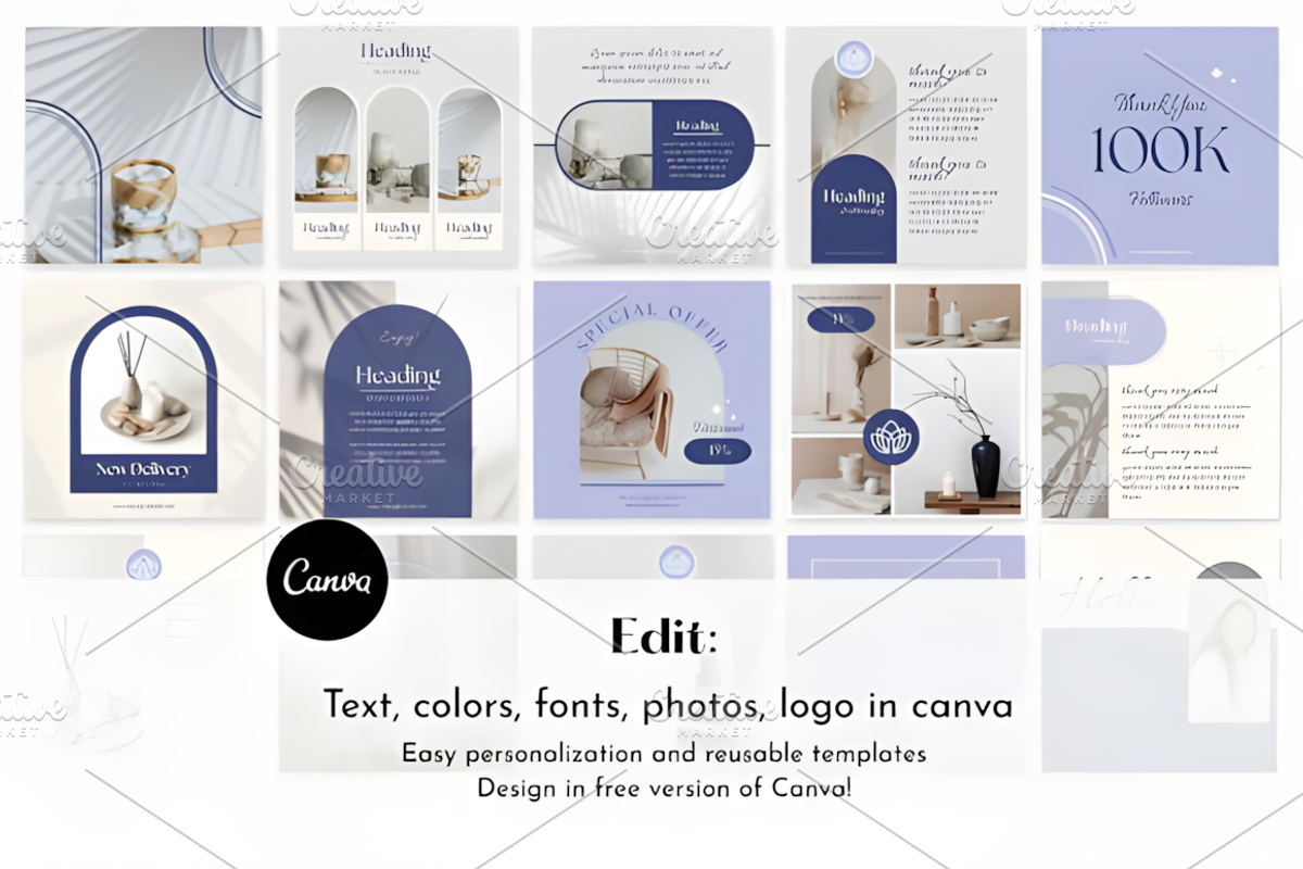 Aesthetic Blue Instagram Templates, a Social Media Template by Ink Gallery (Photo 2 of 5)
